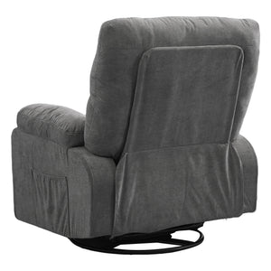 English Elm Recliner Grey 360° Swivel Rocking Lounge Chair with Thick Cushions, Arm Pockets & 330lb Metal Frame W1521P265833
