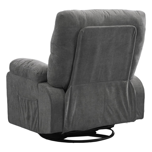 English Elm Recliner Grey 360° Swivel Rocking Lounge Chair with Thick Cushions, Arm Pockets & 330lb Metal Frame W1521P265833