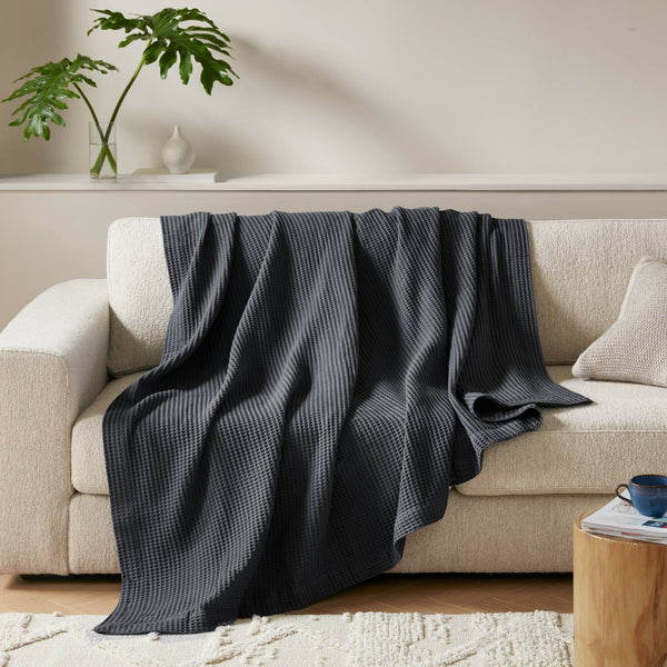 English Elm 1PC King Cotton Waffle Blanket 300gsm 100% Cotton Lightweight Breathable 108"x90" Cozy Luxury B035P341139
