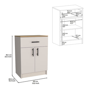 English Elm Pantry Cabinet 33.5"H Compact Storage with Drawer & 2 Shelves, Double Doors, Durable Engineered Wood B097P221382