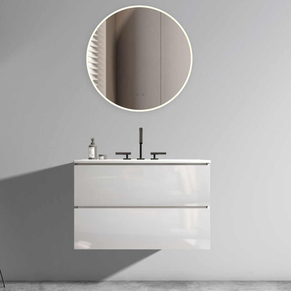 English Elm Tia 30" Glossy White Floating Bathroom Vanity With Ceramic Sink & Soft-Closing Drawers, Easy Install W1865S00065-GIGA