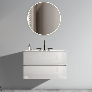 English Elm Tia 30" Glossy White Floating Bathroom Vanity With Ceramic Sink & Soft-Closing Drawers, Easy Install W1865S00065-GIGA