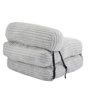 English Elm Christopher Knight Home® - Latina Cloud-Like Foldable Bean Bag Lounge Chair with Cylindrical Pillow, Light Gray Comfort Retreat N775P265519G