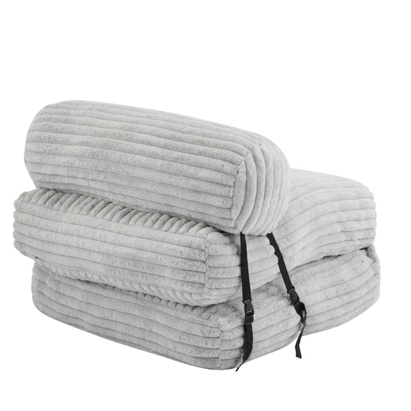 English Elm Christopher Knight Home® - Latina Cloud-Like Foldable Bean Bag Lounge Chair with Cylindrical Pillow, Light Gray Comfort Retreat N775P265519G