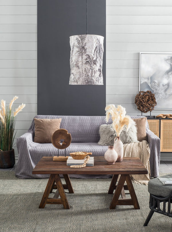 English Elm 9.1x5.9x2.8" Teak Wood Decorative Bowl with Handle — Handcrafted Natural Brown, Carved Underside Accent, Versatile Home Decor W2078P391136