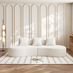 English Elm Modern Curved 5-Seater Sectional Sofa - Stylish Velvet Couch For Comfort & Easy Setup W1765S00121-GIGA