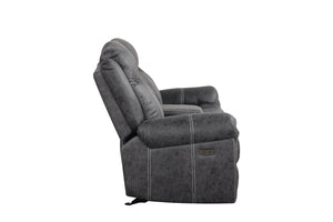 English Elm Zubaida Dark Gray Microfiber Power Motion Loveseat w/USB, Console & Cup Holders, Pocket Coil Comfort B2726P283802