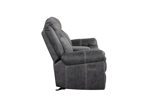 English Elm Zubaida Dark Gray Microfiber Power Motion Loveseat w/USB, Console & Cup Holders, Pocket Coil Comfort B2726P283802