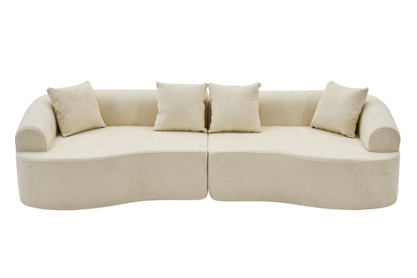 English Elm Curved Chenille Modular Sectional Sofa Boneless High-density Foam for Apartment Living White W3728S00007