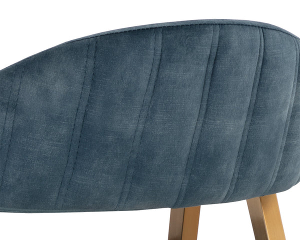 Sunpan Burgos Dining Armchair - Modern Curved Seatback with Gold Stainless Steel Frame for Stylish Dining Nono Petrol