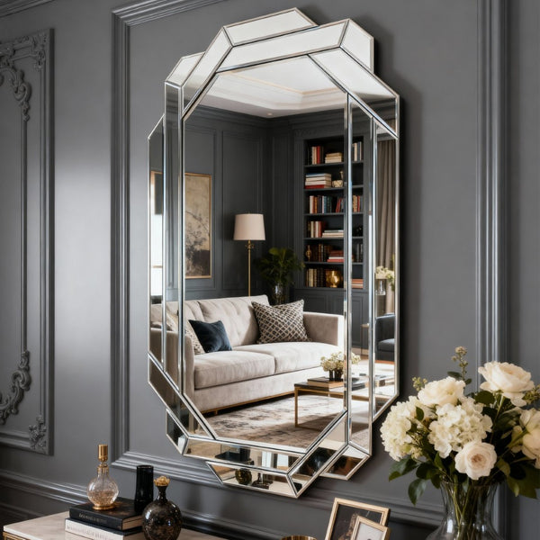 English Elm Large Frameless Beveled Mirror Rectangular Wall Hung Accent for Any Room Decor W1445P370442