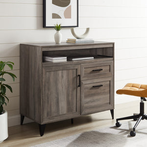 English Elm Walker Edison - Modern Storage Secretary Desk With Keyboard Tray – Grey Wash