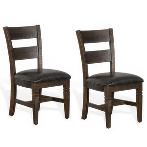 English Elm Flint Ladderback Dining Chairs Set of Two Mahogany Frame with Gray Upholstered Seat B056P416924