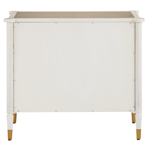 Aster Three-Drawer Chest in Off-White & Fog with Polished Brass Pulls | Elegant Winterthur Design