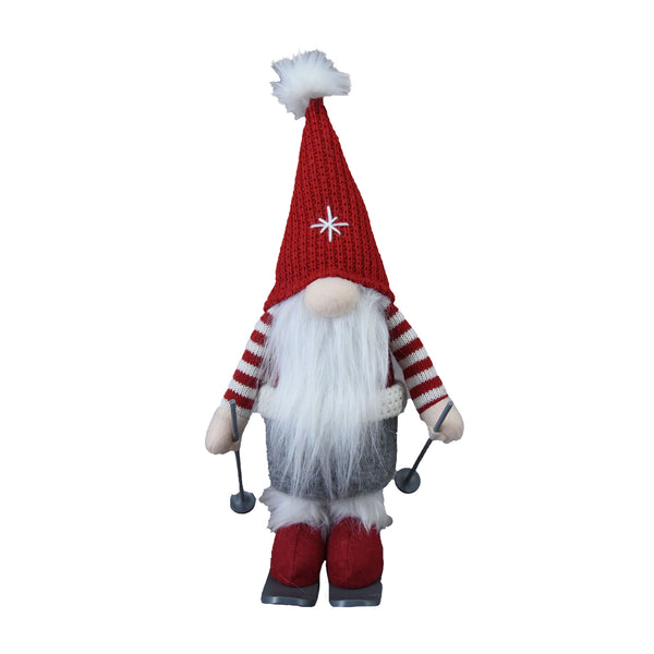 English Elm 2pcs Festive Gnome Figurines with Fluffy Beards and Striped Legs for Tabletop, Mantel, Holiday Charm Multicolor W2078P242127