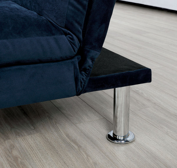 English Elm Contemporary Microfiber Futon Sofa Converts to Bed with Chrome Legs, Compact Space-Saving Design, Durable Upholstery Navy 40 L x 67 W x 8 H B2741P363788