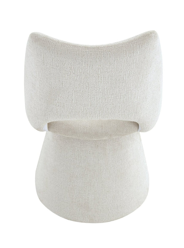 English Elm Modern Chenille Linen Accent Chair Sculptural Hollow Back Swivel Seat for Dining Vanity Off White W3493P452649