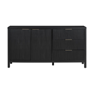 English Elm U_Style Minimalist Wave-Pattern Sideboard: Stylish Storage For Entryway, Hallway & Living Room N711P235893B-GIGA