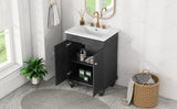 English Elm 24" Black Modern Sleek Bathroom Vanity Elegant Ceramic Sink With Solid Wood Frame, Adjustable Shelf