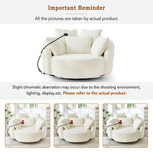 English Elm Swivel Barrel Accent Chair Chenille Tufted Round Club Seat for Living Room Lounge Beige N719S002320A