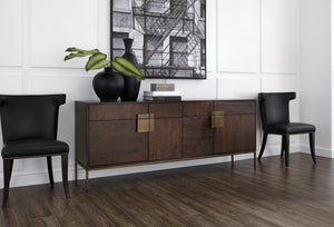 Sunpan Jade Sideboard - Exquisite Acacia Wood with Antique Brass Accents, Ample Storage for Dining Spaces