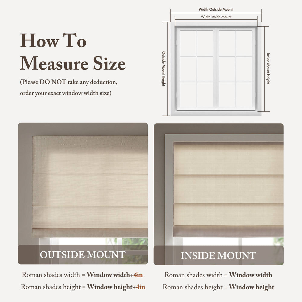 English Elm 1Pc Cordless Roman Blind - 34X64" Elegant Galen Matte Fabric For Light Control & Privacy B035P341198