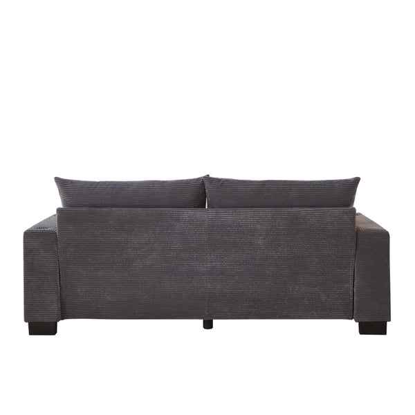 English Elm 78"corduroy Plush Three Seat Sofa with Usb Ports Cup Holders Deep Cushions Apartment Gray W3705P455918