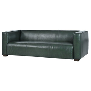 English Elm Christopher Knight Home® - 3 Seater Sofa Green PU Upholstered Tuxedo Design with Birch Wood Legs — Contemporary Comfort, 66.25"L N770P271853G