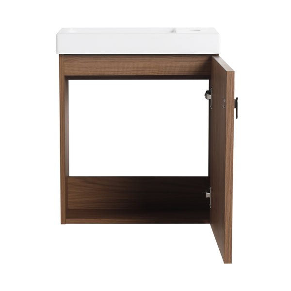 English Elm 18.5" Wall-Mounted Bathroom Vanity With Resin Sink, Soft-Close Door & Stylish Natural Walnut Finish W1972P362141