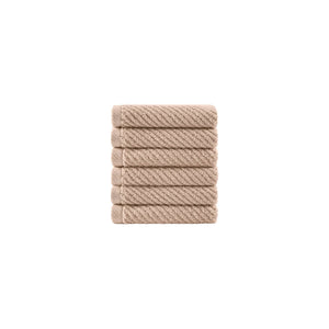 JLA Home Madison Park - 100% Cotton Zero-Twist Diagonal Ribbed Washcloths 6-Pack — Plush, Quick-Dry, High-Absorbency Towels Beige MP73-8865