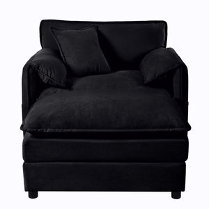 English Elm Oversized Chenille Recliner with Movable Ottoman Dual Layer Cushion Lounge Chair W3163S00003