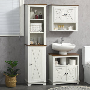 English Elm Kleankin Slim Freestanding Bathroom Storage Cabinet With Triple Shelves, Adjustable Linen Tower, White W2225P217009