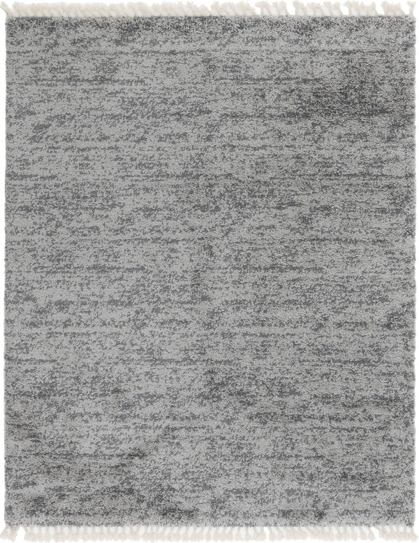 Unique Loom Hygge Shag Misty Machine Made Abstract Rug Gray, Beige/Ivory 8' 0" x 10' 0"