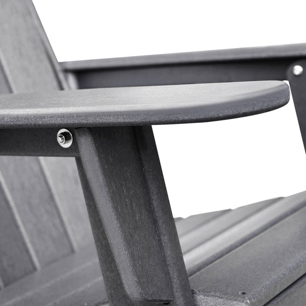 English Elm Folding Adirondack Chair HDPE All-Weather Patio Seat — Ergonomic, Foldable, Water & Heat Resistant Grey W1889P408674