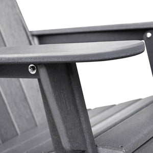 English Elm Folding HDPE Adirondack Chair Set with Side Table, All-Weather Foldable Patio Seating, Ergonomic Comfort Grey W1889P408657