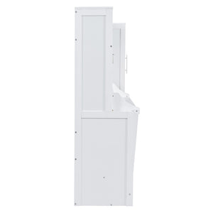 English Elm Queen Murphy Wall Bed with Integrated Wardrobe and Drawers for Studio or Guest Room White LP000793AAK-2
