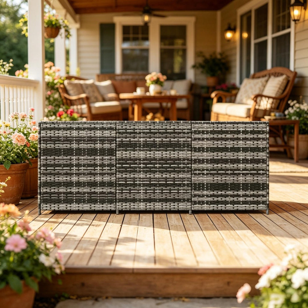 English Elm Garden Pe Rattan Wicker Outdoor Deck Box 175 Gallon Waterproof Patio Storage T3971P503388