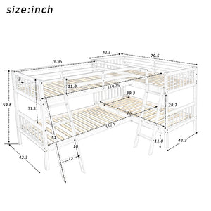 English Elm L-shaped Bunk Bed Twin Over Solid Pine Mission Style Kids Room Gray Frame LT000020AAE