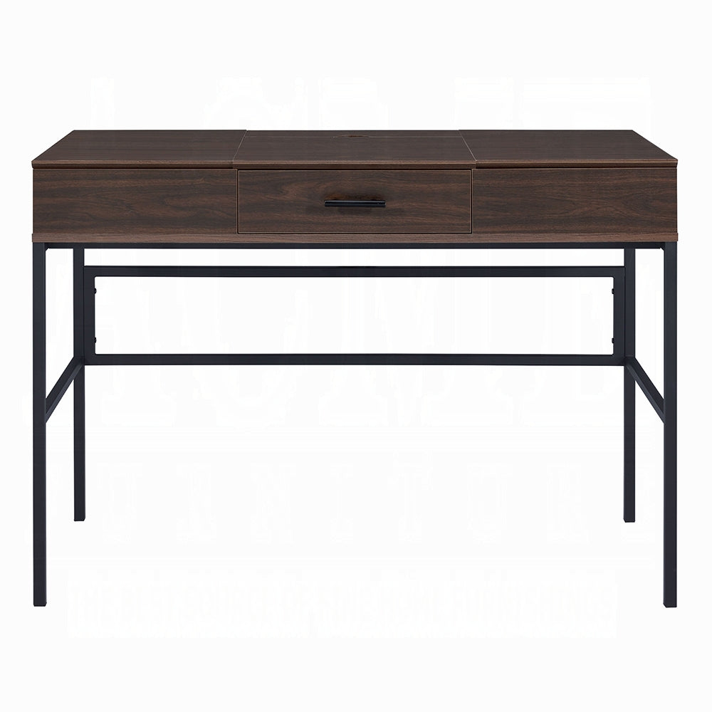 English Elm Oak Modern 1-Drawer Writing Desk with USB Port, Oak & Black Finish, Smooth Metal Glides, 42" Wide B062P209217