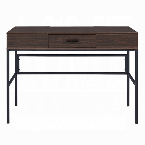 English Elm Oak Modern 1-Drawer Writing Desk with USB Port, Oak & Black Finish, Smooth Metal Glides, 42" Wide B062P209217