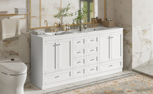 English Elm 72" Freestanding Bathroom Vanity Mdf Shaker Style with Ceramic Sink and Soft Close Storage N729P000031K