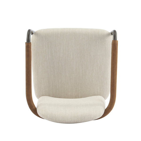 English Elm Christopher Knight Home® - Dinning modern iron-frame dining chair set of 2 with durable fabric seats, compact, stylish and sturdy Beige,Espresso N771P247180M