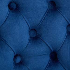 English Elm Swivel Velvet Barstools with Tufted Button Back, 360° Rotate, Plush Foam & Rubberwood Frame Blue W1143P241331