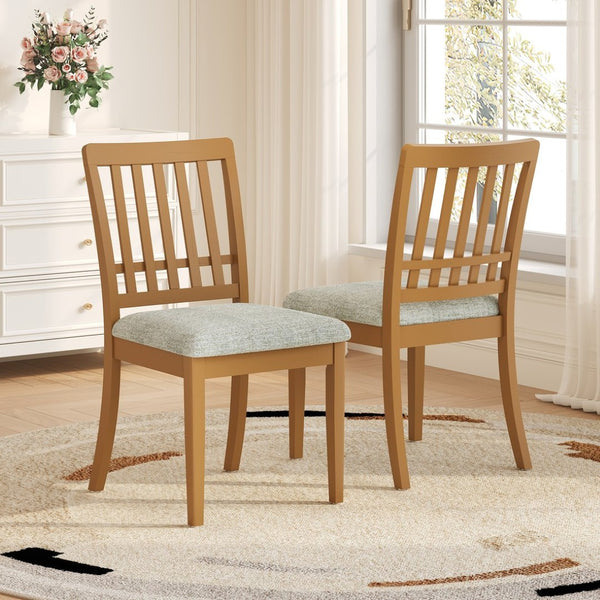 English Elm 2-piece Scandinavian Rubberwood Dining Chair Set with Curved Backrest and Padded Fabric Seat Light Brown N752P405934A