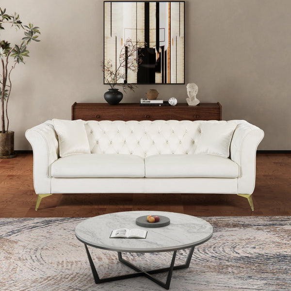 English Elm 102 Inch Linen Modular Sectional Sofa with Hidden Storage and Cloud Cushion Comfort Beige W1099S00172