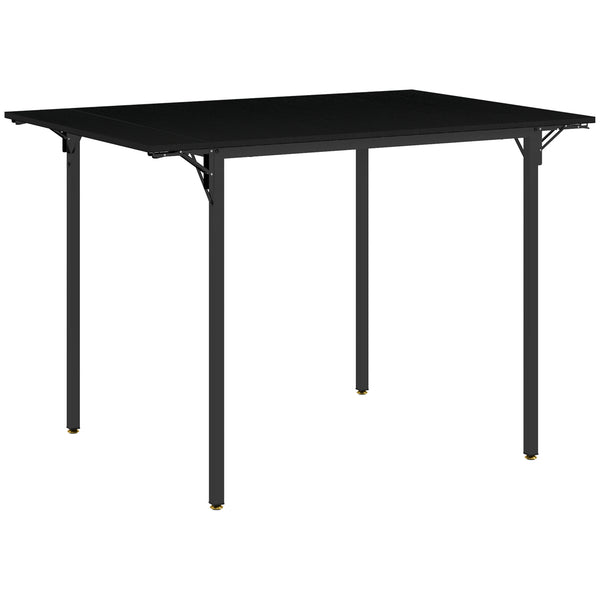 English Elm HOMCOM Industrial Drop Leaf Dining Table for 2-4, Space-Saving Folding MDF Top, Metal Frame, Black W2225P229202