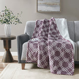 Serta Printed Plush Casual Heated Throw ST54-0148 Plum