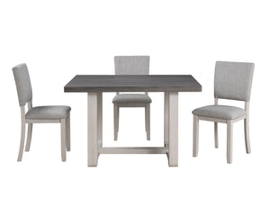 English Elm Transitional Trestle Base Dining Set with Upholstered Chairs for Modern Farmhouse Rooms Gray B2741S00784