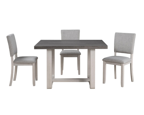 English Elm Transitional Trestle Base Dining Set with Upholstered Chairs for Modern Farmhouse Rooms Gray B2741S00784