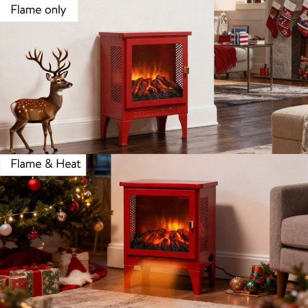 English Elm 18 Inch Electric Stove Heater Cast Iron Style 3d Led Flame Panoramic Mesh View W1769P394302